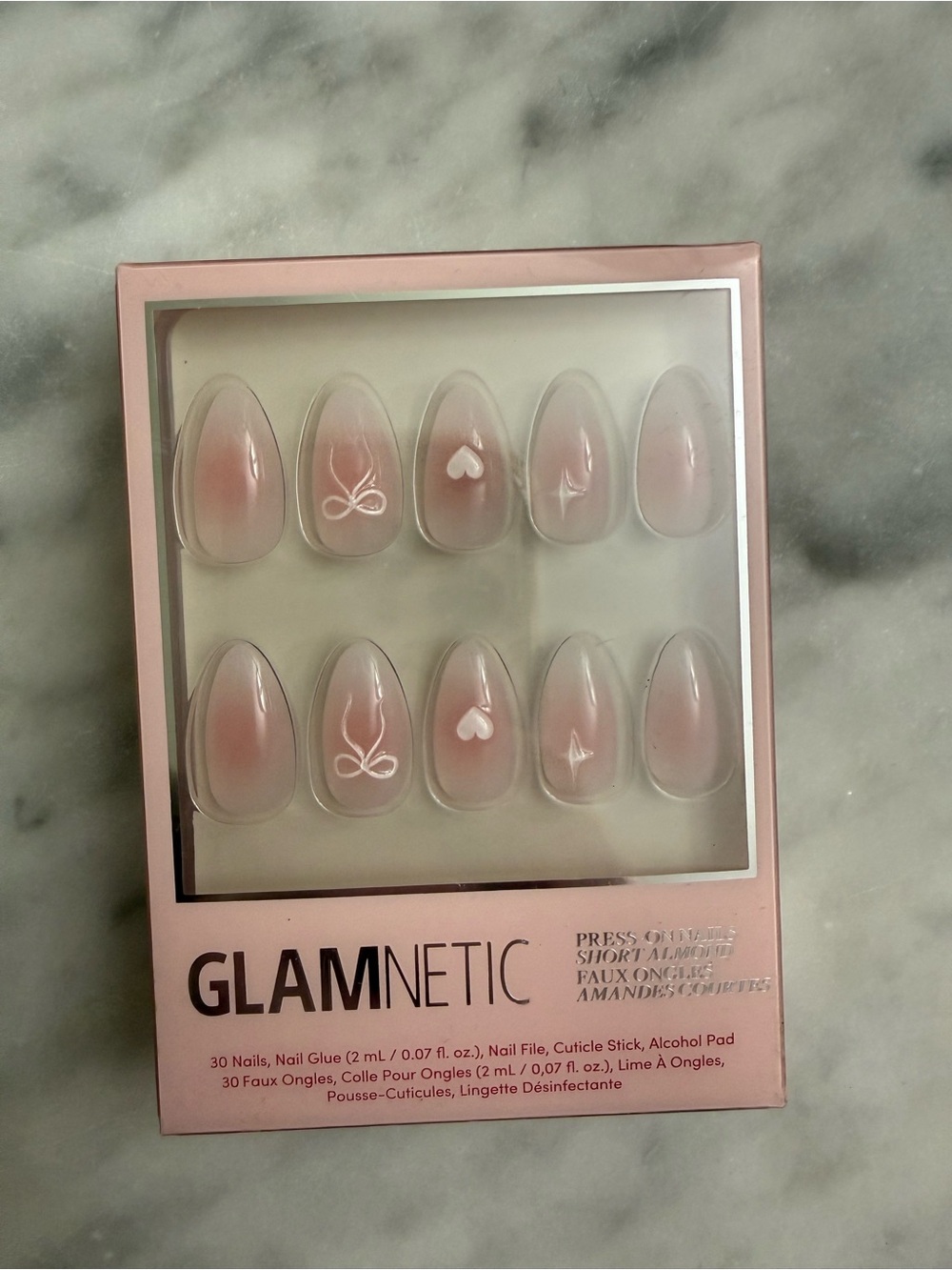 GLAMNETIC Short Almond Press-On Nails - Lovers Knot NIB - Picture 13 of 14